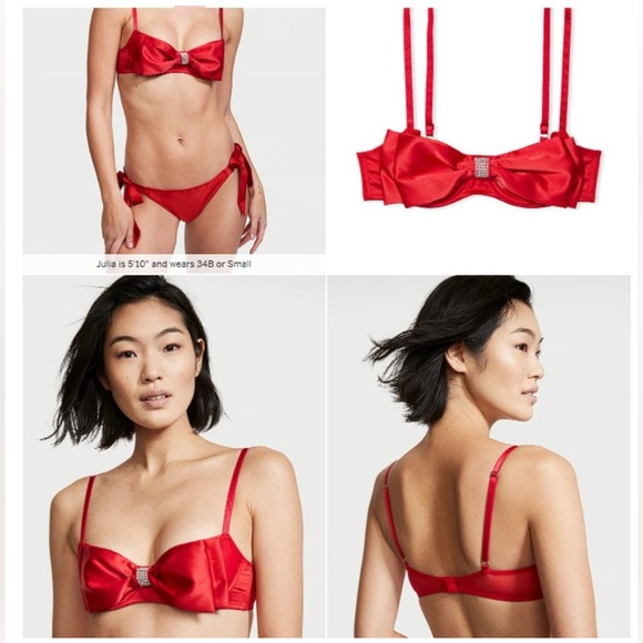 NWT Victoria’s Secret Dream Angels Wicked Unlined Bow Balconette Bra 34B‎ - Picture 2 of 9